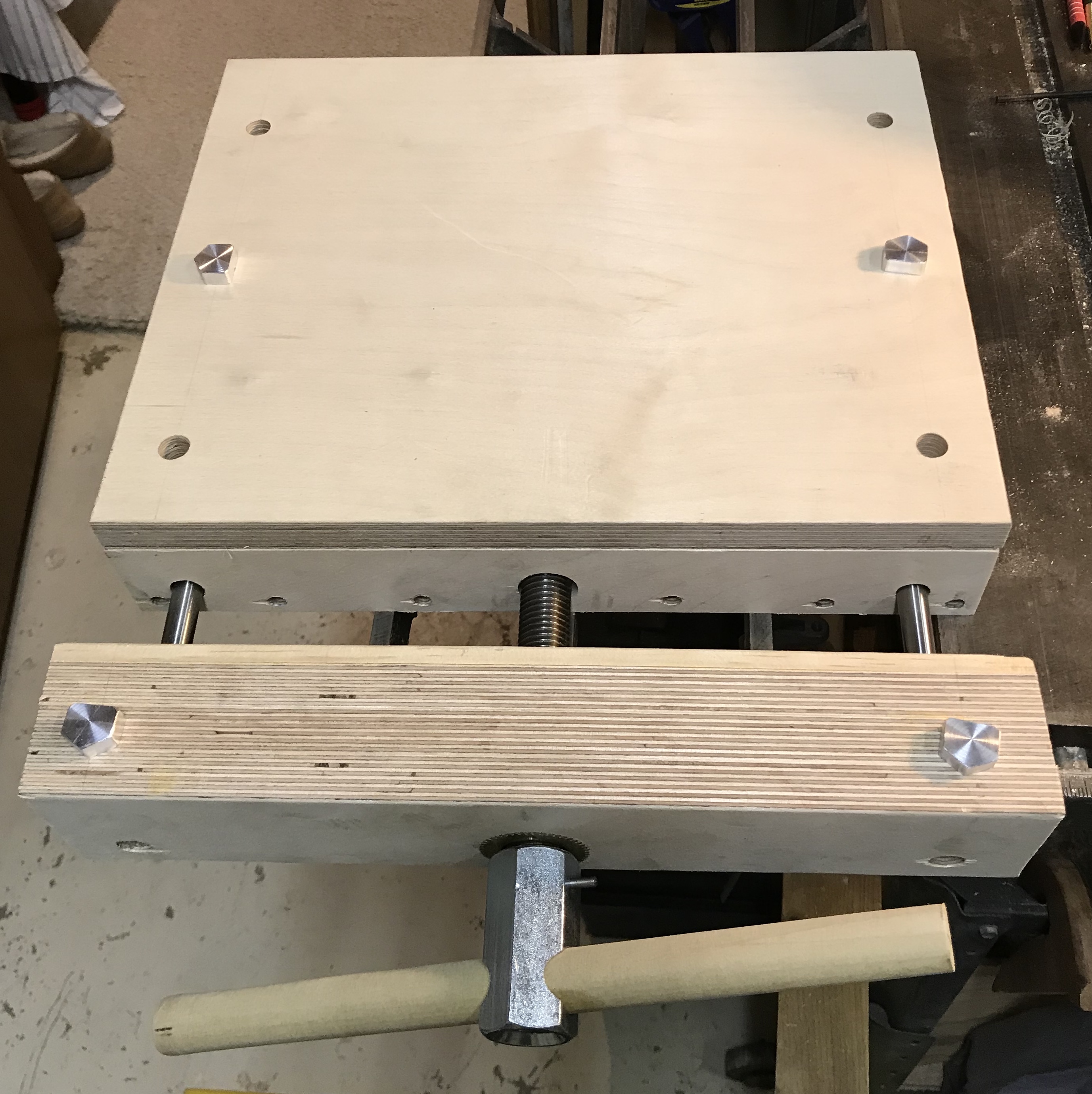 Completed vise except handle knobs